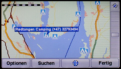 TomTom GPS Karte mit Campingplätzen