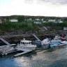 Polarcamp as - Ausblick auf den Fjord mit eigenem Hafen