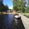 Linneryds Camping - Blick vom Steg auf Ministrand und Platz