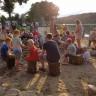 Fårup Sø Camping - Baking bread over the campfire