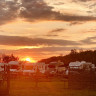 Wohnmobilstellplatz Spargelhof Klaistow - Sonnenuntergang über dem Stellplatz am Spargelhof Klaistow